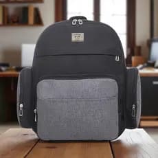 Mochila Maternidade Compact  Preta com Cinza + Trocador - Big Bag Baby