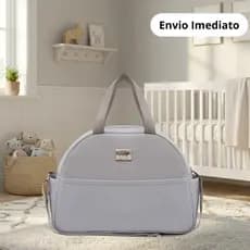 Bolsa de Maternidade Clean Cinza com Azul Tamanho M 01 peça -  Big Bag Baby