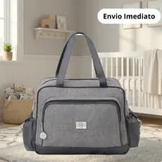 Bolsa Maternidade Monte Carlo Cinza e Preto Tamanho G 01 Peça + Trocador - Big Bag Baby