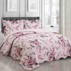 Kit 3 Peças Cobre Leito Colcha Queen Patchwork Ultra Dupla Face Premium