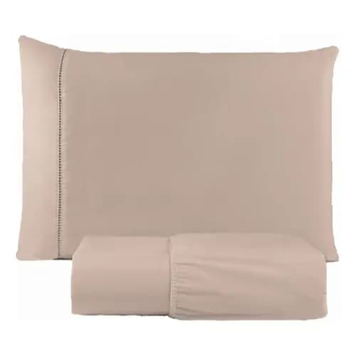 Jogo de Cama Solteiro 400 Fios Micropercal 100% Ponto Palito – Lençol com Elástico + Fronha | Acabamento