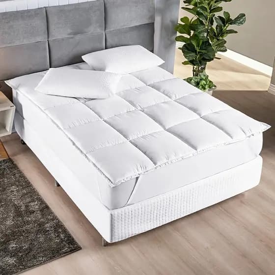 Protetor De Colchão Pillow Top Cama Casal Tecido Macio Hiper Percal 400 Fios