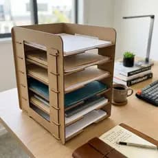 Organizador de Mesa Porta Documentos Folha A4 MDF 6 Divisórias Escritório Home Office