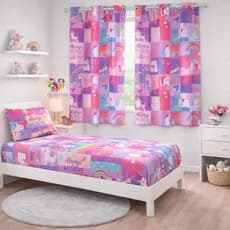 Kit Cortina Decoração Quarto Infantil + Jogo De Lençol Solteiro Menino/Menina