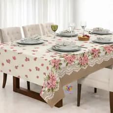 Toalha De Mesa Luxo 6 Lugares Decoração Rústica Estampada 1,40 x 2,00 Praticidade e Sofisticação Para Sua Casa