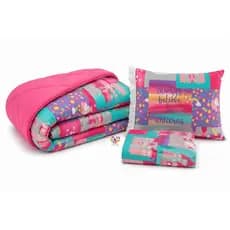 Kit Edredom Solteiro Dupla Face + Jogo De Lençol Infantil - Decoração Quarto Temático Kids