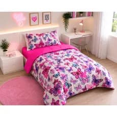 Edredom Cobertor Solteiro Dupla Face Bouti Estampado/Liso