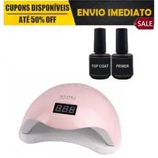 Kit Cabine Estufa Sun 5 Led 48W Unha Acrigel + Top Coat e Primer - Envio Imediato