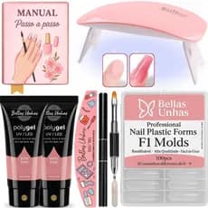 Kit Polygel Poligel Alongamento Cabine Lixa Molde F1 Unhas Super Promoção - ENVIO IMEDIATO