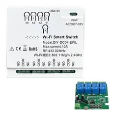 Sonoff 4ch Relé Wifi Automação Portão Garagem 12v C/ Case Relé Contato Seco 4ch 5v-12v-32v