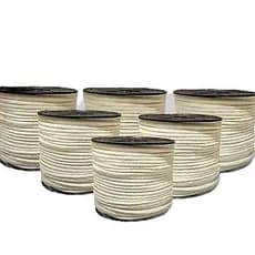 corda/cordão de algodão trancado cru 4mm. rolo de 100metros