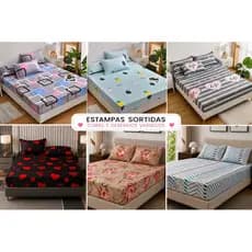 Roupa de Cama Lençol Casal Padrão 3 Peças Estampado
