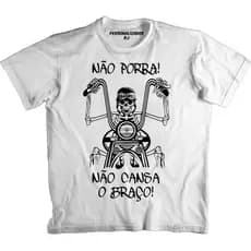 Camiseta MOTO – CAVEIRA MOTOCICLISTA NÃO PORRA NÃO CANSA O BRAÇO