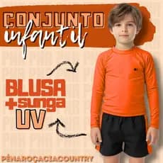 KIT INFANTIL BLUSA E SUNGA com Proteção Solar UV50+ diversas cores Pé na Roça Cia Country