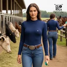 Body UV Feminino Pé na Roça Cia Country -  Azul marinho