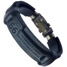 Pulseira de Couro Sintético Para Homens e Mulheres Rodovia Rota Motoqueiro - Route 66