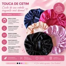 Touca de Cetim Antifrizz que Protege o Cabelo na Hora de Dormir com Elástico Confortável Premium
