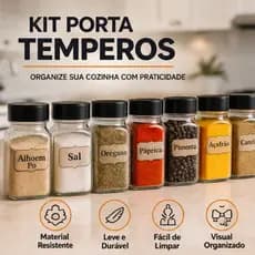 Potes Tempero + Cartela c/20 Adesivos p/ Cozinha kit  120ML/200ML/300ML com Envio Rápido