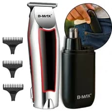 Máquina de Cortar Cabelo e Acabamento Profissional e Aparador de Pelos de Nariz e Orelha Bivolt Sem Fio Portátil