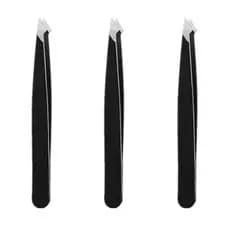 KIT 3 Pinças Inox BLACK Profissional Designer de Sobrancelhas Pontas chanfradas