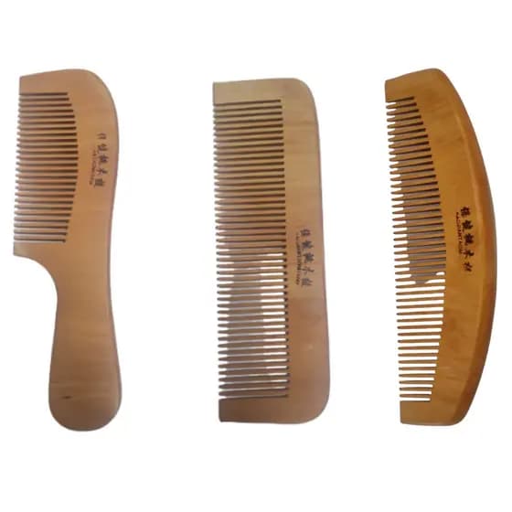 Pente de Madeira Antiestático Massageador Cabelo e Barba