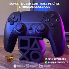 Suporte Controle PS4 PS5 Parede ABS Geek Símbolos Clássicos Organizador Joystick Gamer