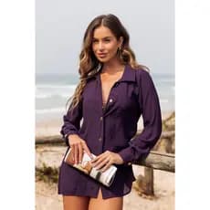 Saida de Praia Chemise Manga Longa