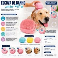 Escova de Banho Para Pet 9cm - Remove Pelos Soltos e Sujeiras Ideal para Banho em Caes e Gatos