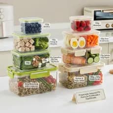 Conjunto 5 Potes de Plástico Hermético com Tampa - Ideal para Marmita Fit, Separação de Alimentos