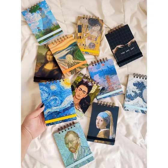 Sketchbooks A6 - Papel polén ou aquarela - Caderno A6 - Bloco Van Gogh - Bloco de notas wire-o - ARTESANAL