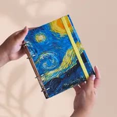 Sketchbooks/Fichario A5 - Caderno argolado  Van Gog/Frida Kahlo/Klimt/Hokusai/Vermeer - ARTESANAL