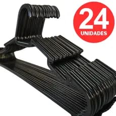 Kit 24 Cabides Adultos Premium Reforçados Preto