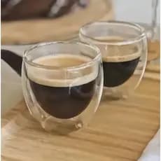 Kit Jogo de Copo de Vidro Parede Dupla Nespresso Luxo Borasilicato 80 ml Café Água Suco Bebidas