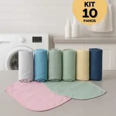 Kit Com 10 Panos Flanela De Algodão Para Limpeza Macio Cores Sortidas Colorido 25X25cm Multiuso Lavável