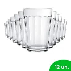 Jogo 12 Peças Copo Americano Vidro Tradicional Para Cerveja Suco Café Refrigerante Água 190 ml