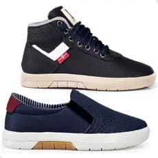 Kit 2 Pares Tênis Infantil Masculino Cano Alto Casual Tenis Infantil Menino Calce Fácil Confortável