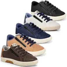 Tenis Infantil Masculino Casual Sapatenis Menino Confortavel Escolar Ziper Preto Marinho Caramelo