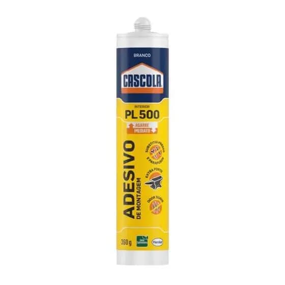 Adesivo Cascola Monta e Fixa Interno PL500 360g - Colagem Madeira, Granito, Concreto, Gesso e Metais