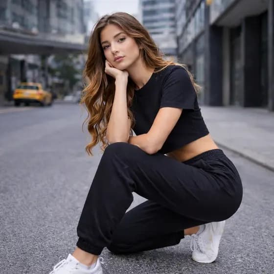 Calça Jogger Feminino 2 Bolsos Essencial Dia Dia Tecido Poliester Feminina Elástico na Cintura