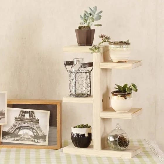 Estante de mesa Suporte de madeira para plantas  para uso doméstico com 4 camadas, suporte para plantador de suculentas