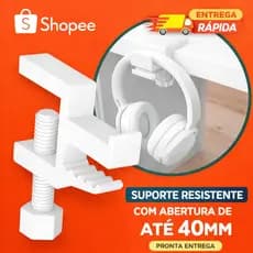 Suporte para Fone de Ouvido Gamer Ajustável para Mesa Preto Branco