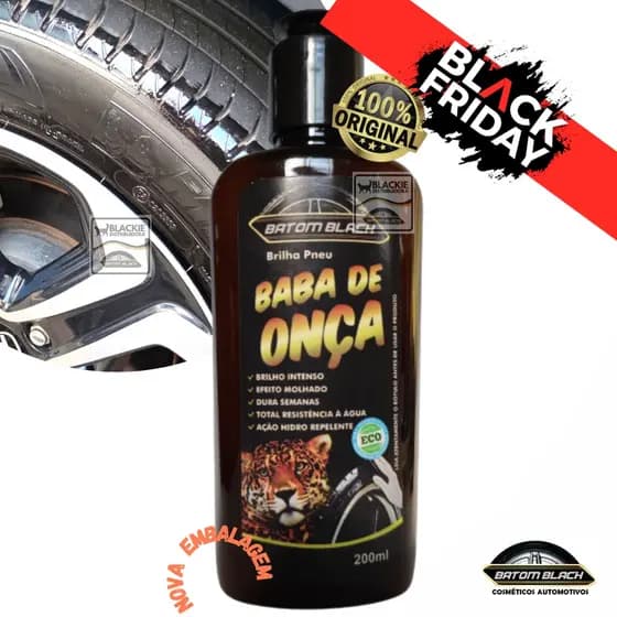 Pretinho para Pneus Brilho Molhado Baba de Onça Batom Black dura 20 dias no pneu a pronta entrega