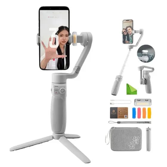 Estabilizador Zhiyun Smooth Q4 Combo Gimbal 3 Eixos para Smartphone com Haste Extensora Luz e Bolsa