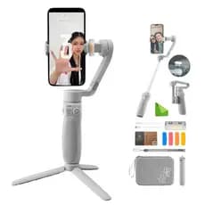 Estabilizador Zhiyun Smooth Q4 Combo Gimbal 3 Eixos para Smartphone com Haste Extensora Luz e Bolsa