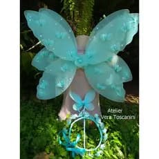 Kit Asa de Fada com Varinha e Mini Borboletas | Fantasia Infantil Artesanal Encantada