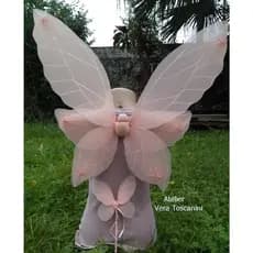 Kit Asa de Fada Infantil com Varinha | Fantasia jardim encantado Artesanal para Crianças