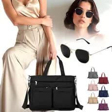 Kit Bolsa Feminina Grande Multiuso Alça Transversal + Óculos De Sol Hexagonal