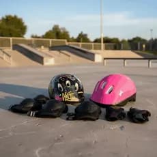 Kit Proteção Infantil Capacete Joelheiras Cotoveleiras Luvas Menino Menina Completo Patins Skate Patinete Bicicleta