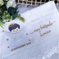 Toalha Lavabo Batizado Bordado Personalizada.