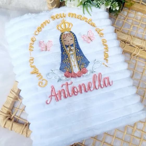 Manta Canelada Fleece Meia Estação Personalizada 0,90x1,10M